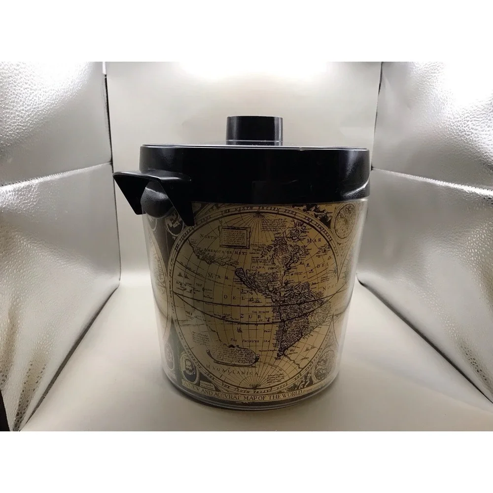Thermo Serv Ice Bucket World Map Pattern Made In USA 9